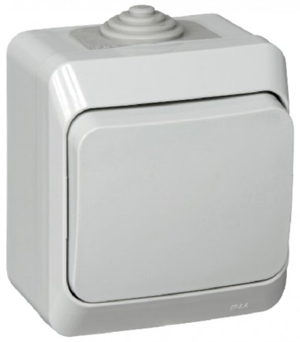 Выключатель накладной Systeme Electric Этюд 1-кл. IP44 серый картинка